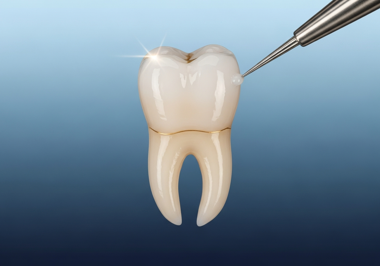 Close-up of a tooth-coloured composite dental filling