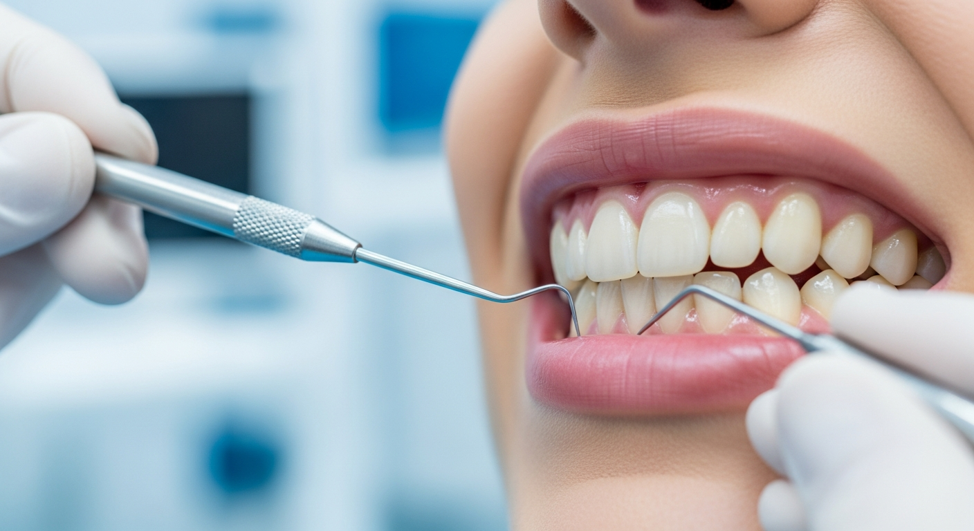 Close-up of healthy gums during a Barrhaven periodontal exam