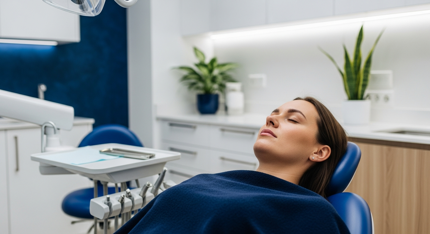 Calm, relaxed patient in a comfortable Barrhaven dental chair
